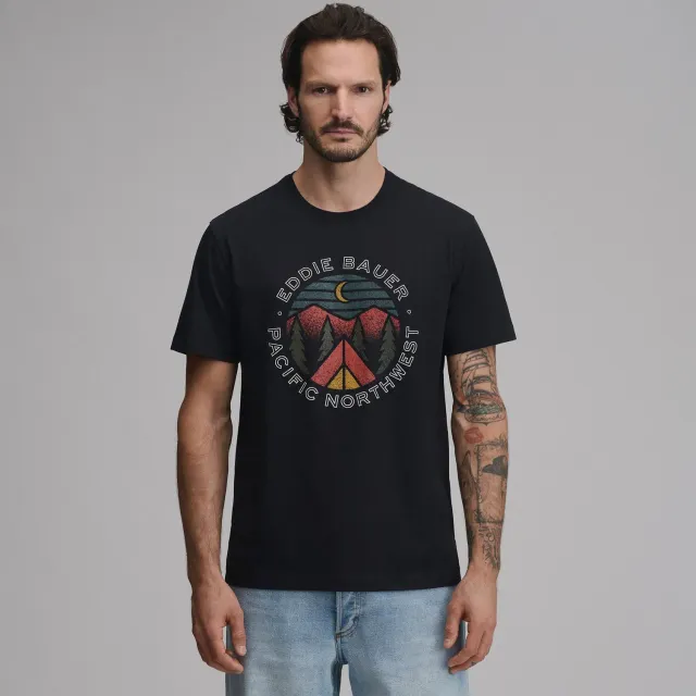 Eddie Bauer Pacific Northwest tricou negru bumbac Regular
