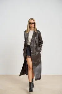 Mareus Fabrica de Blanuri 667 trench piele ciocolatiu 125 cm