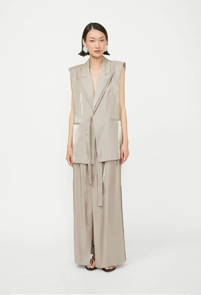 Isabelle Blanche Blazer sacou damă taupe satinat