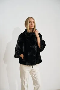 Mareus Obsidian 697 jachetă vizon oversized neagră