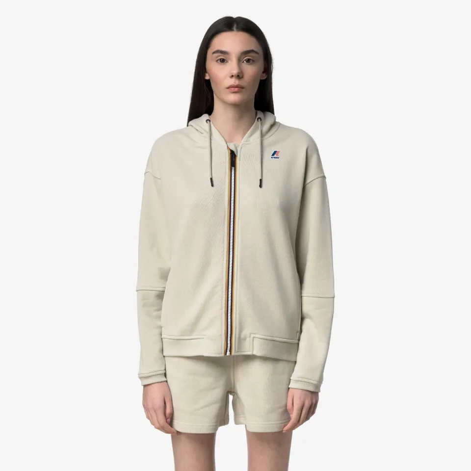 K-Way Lara Poly Cotton hanorac bej cu fermoar
