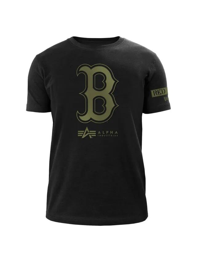 Alpha Industries Boston Red Sox tricou negru din bumbac
