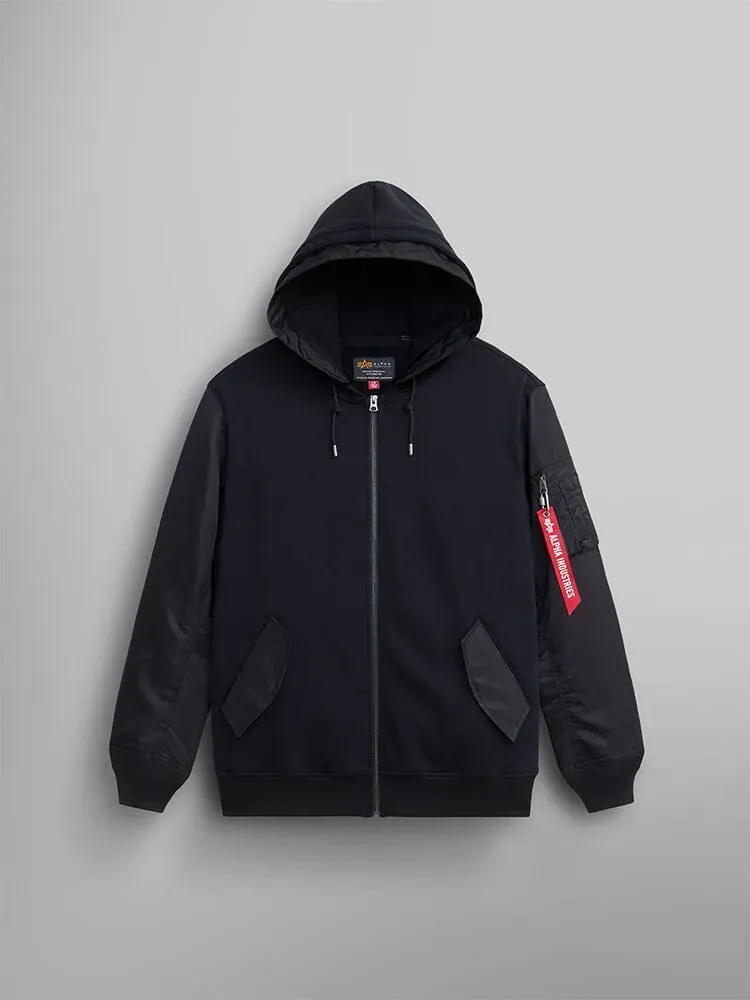 Alpha Industries MA-1 Zip Up hanorac negru bumbac cu gluga