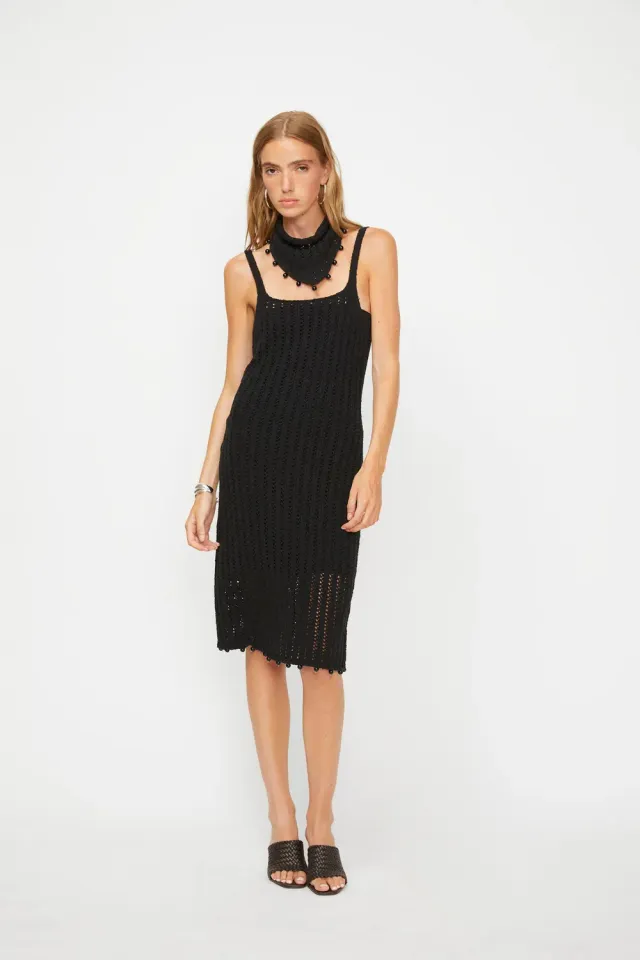Isabelle Blanche rochie tricotata neagra cu margele