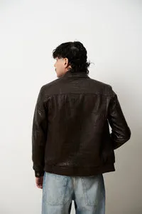 Mareus 615 geaca piele barbati cognac croc bomber