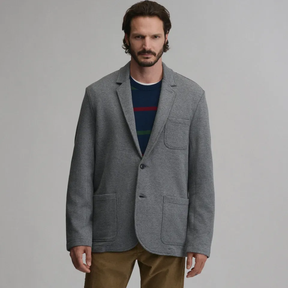 Eddie Bauer Knit Blazer sacou barbati gri calduros