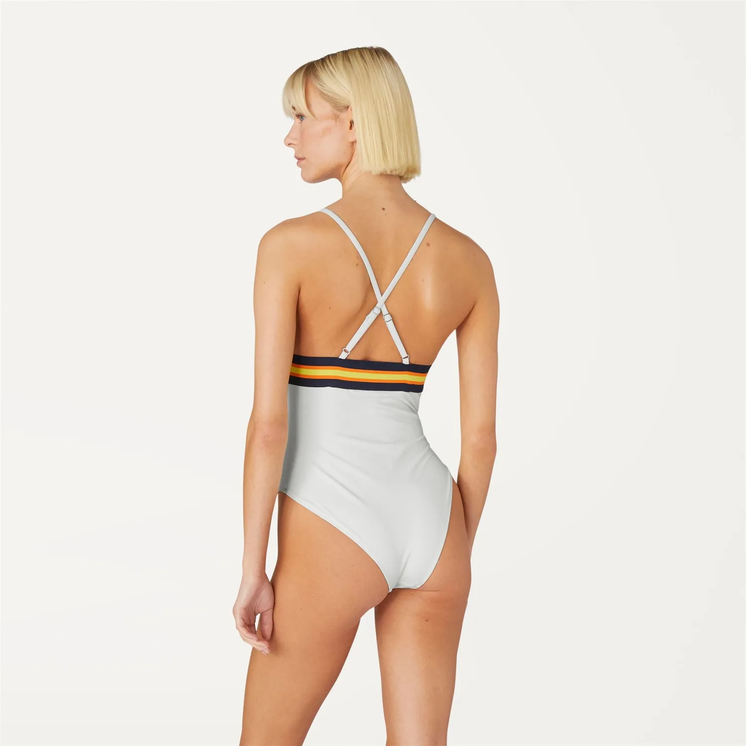 K-Way Katline Tape costum baie dama alb lapte