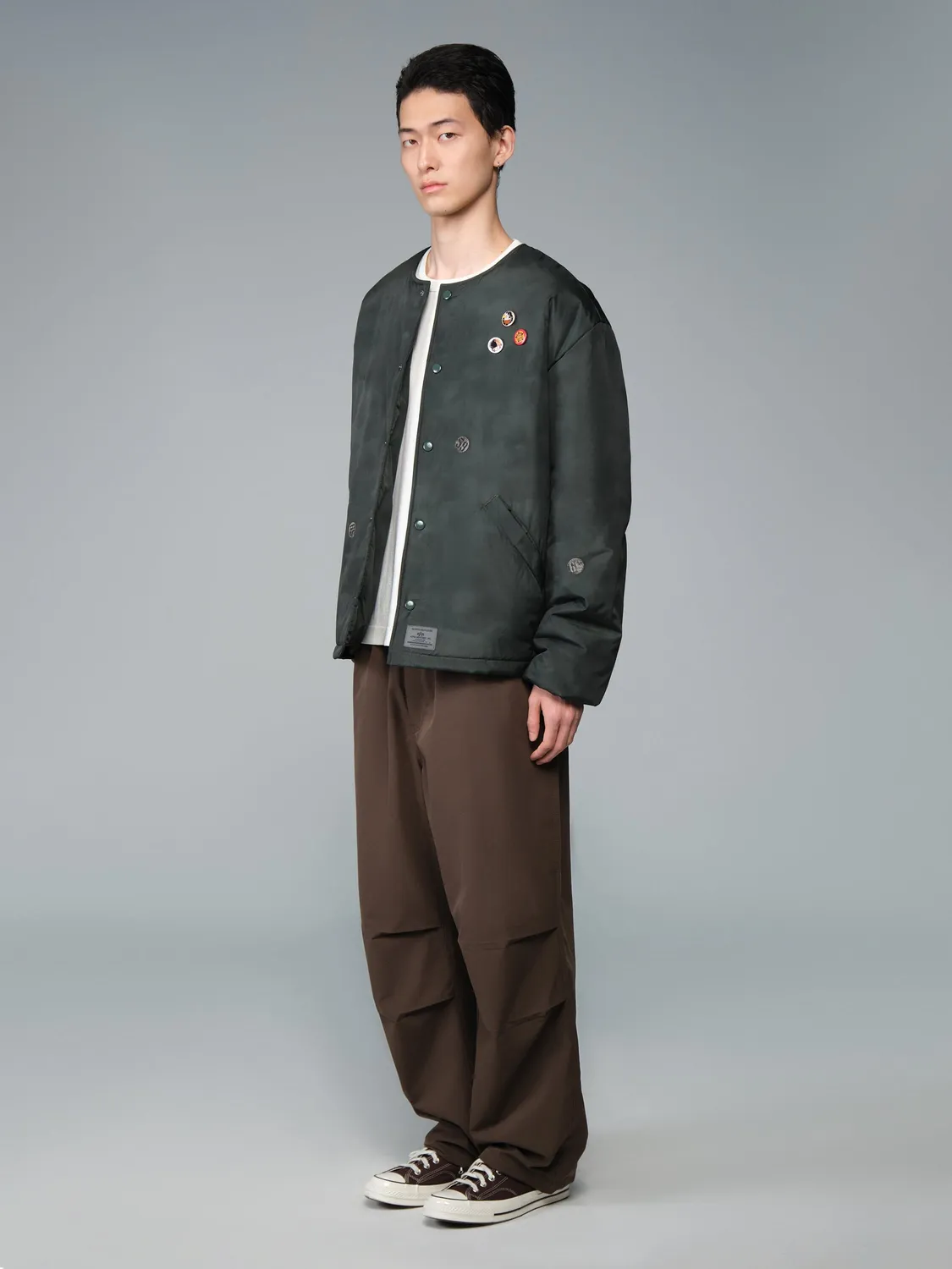 Alpha Industries Reed Vintage Print liner geacă Deep Forest rezistentă