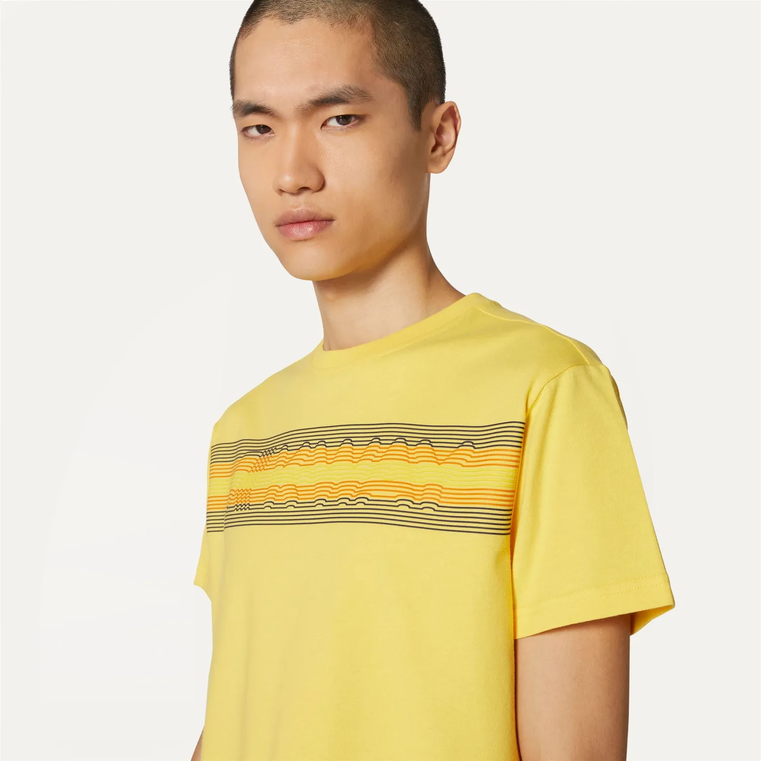 K-Way Acel K3121TW tricou bărbați galben slim bumbac