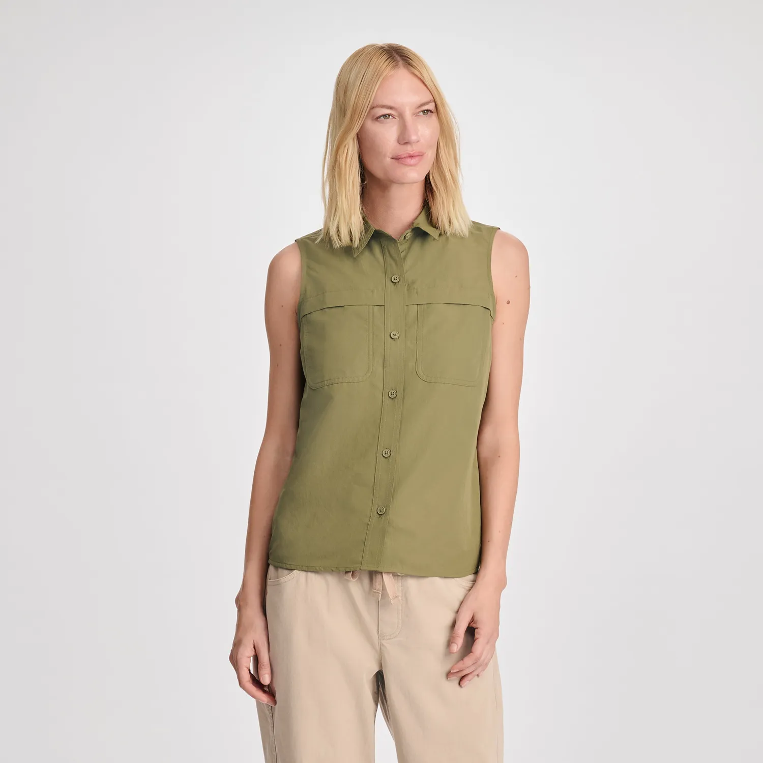 Eddie Bauer Rainier Ripstop camasa dama alba fara maneci
