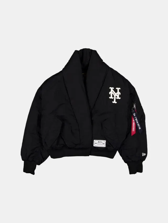 Alpha Industries Mets geaca bomber dama neagra cu guler sal