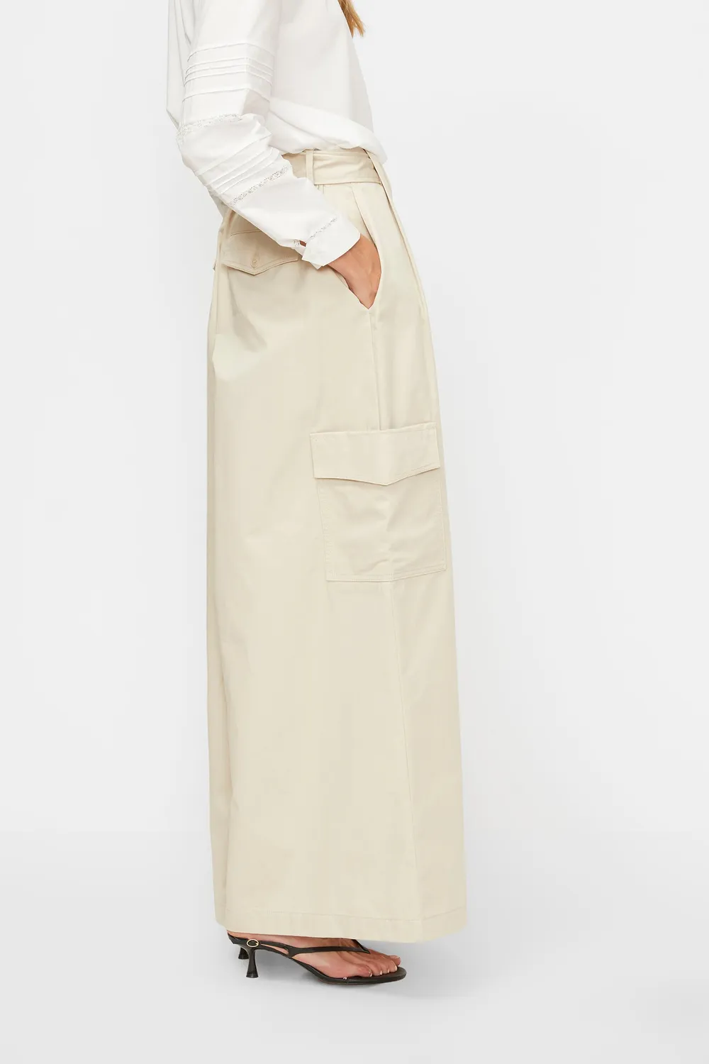 Isabelle Blanche pantaloni cargo ivory bumbac S