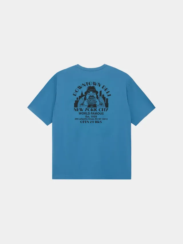 Alpha Industries Downtown Deli tricou elemental blue bumbac