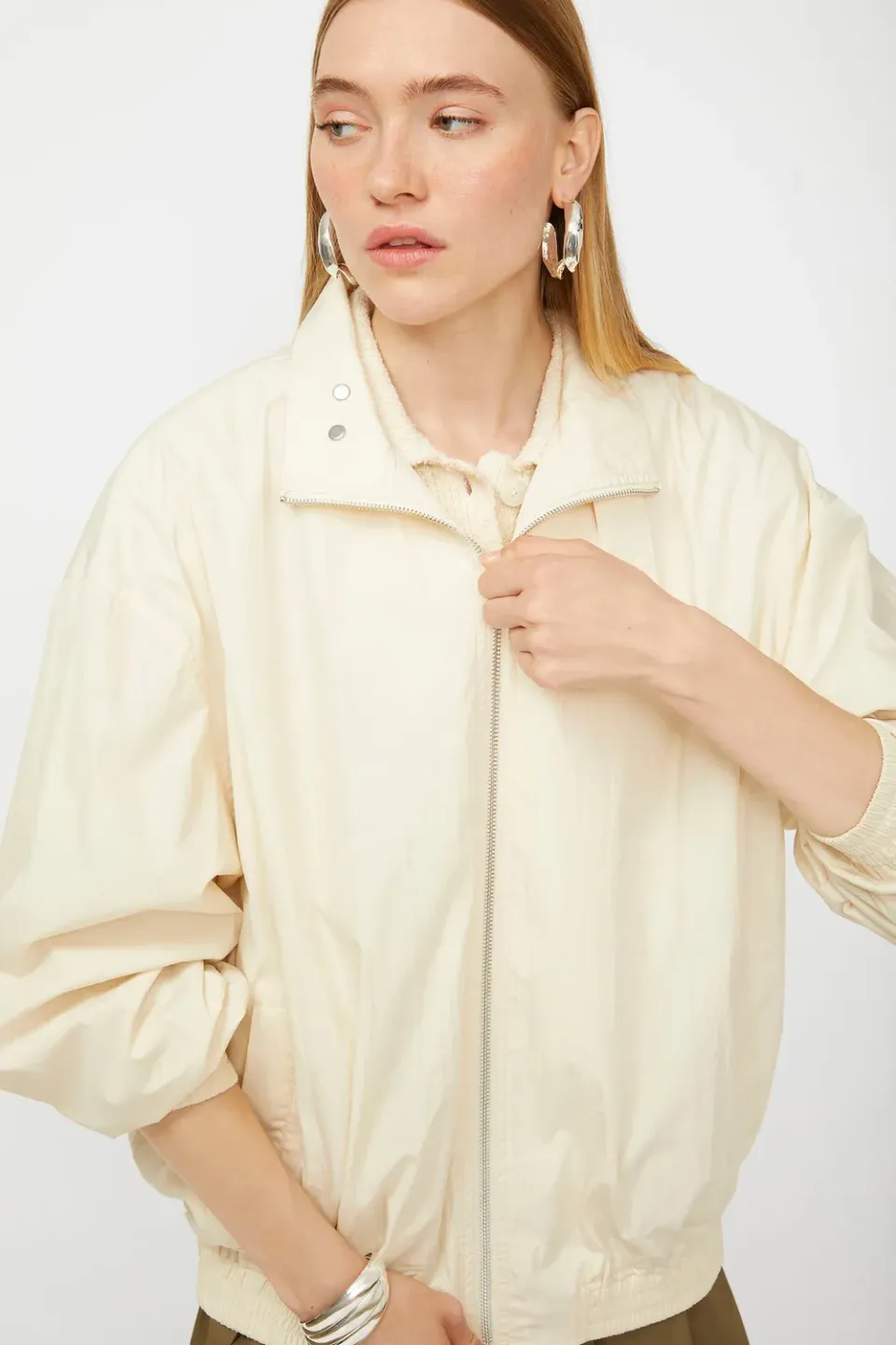 Isabelle Blanche geacă bomber ivory bumbac