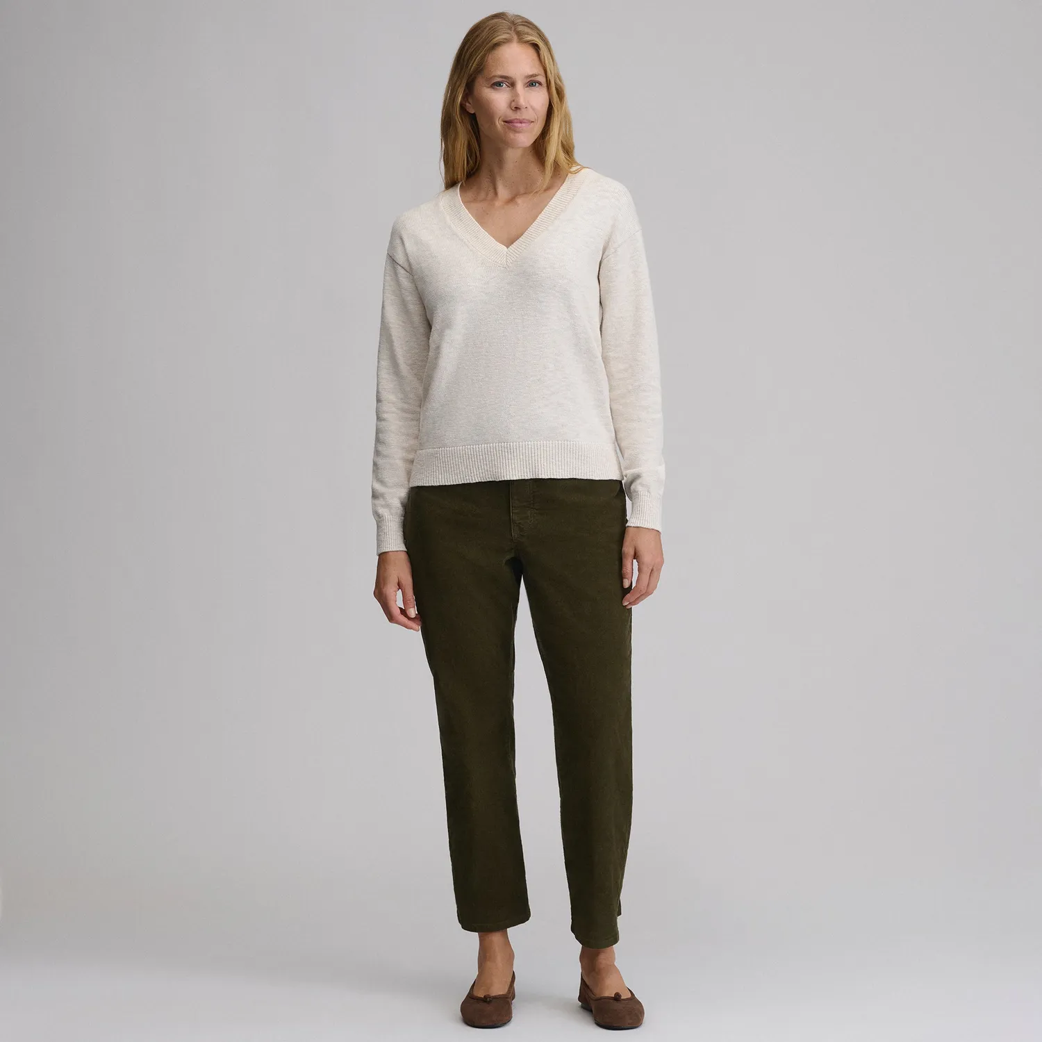Eddie Bauer Everyday V-Neck pulover dama Dk Chambray