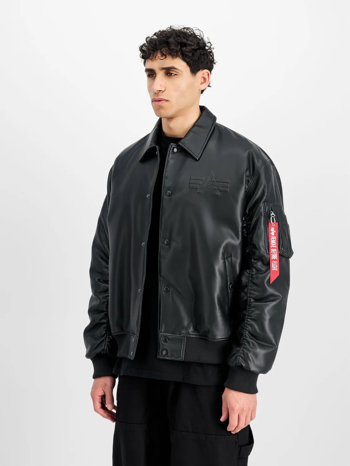 Alpha Industries PU College geaca neagra piele ecologica