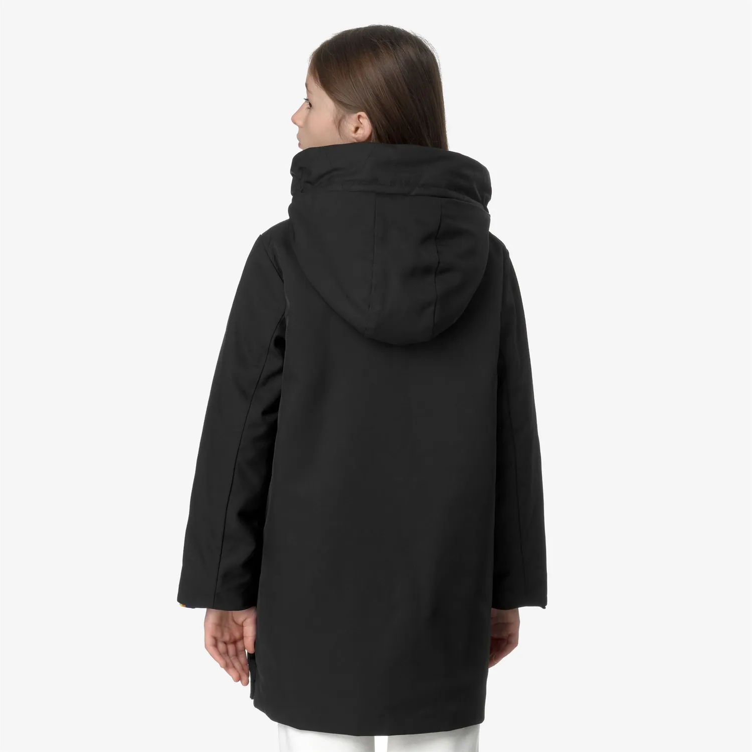 K-Way Olly Twill Fur palton fete negru calduros 3/4