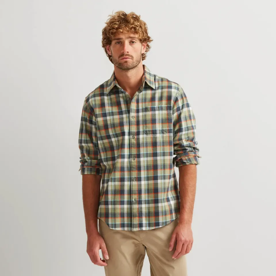 Eddie Bauer Favorite cămașă flanel crem carouri