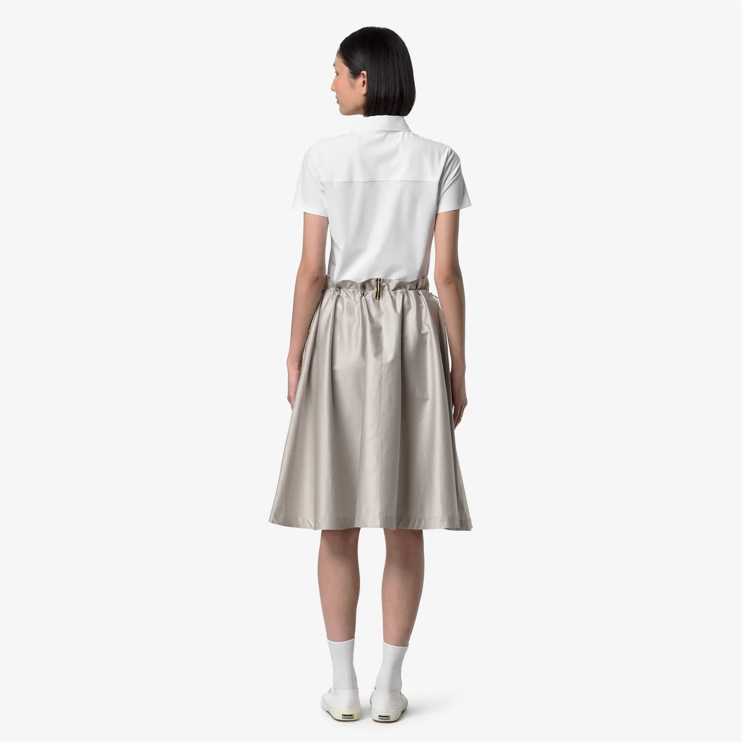 K-Way Gaelal Shiny Cotton fusta femei bej midi