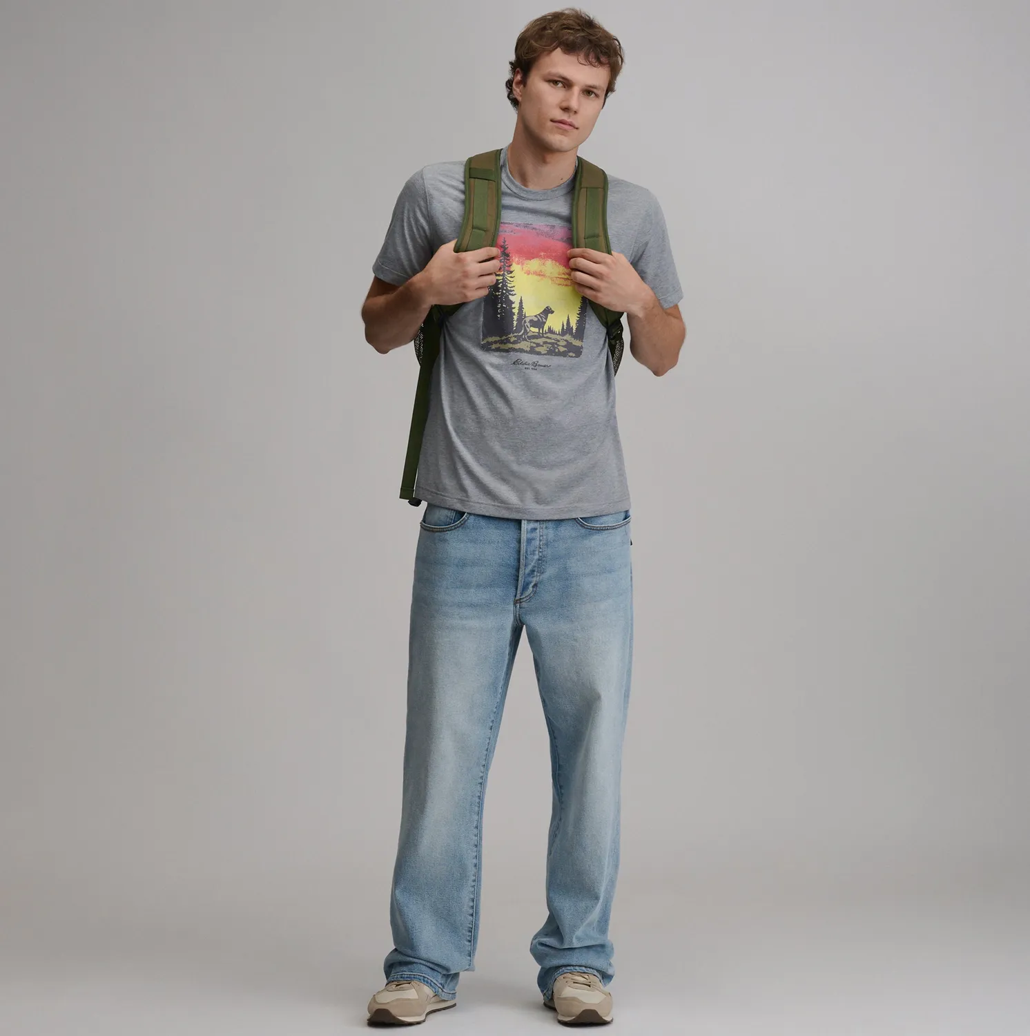 Eddie Bauer EB Dog tricou bumbac gri cu caine