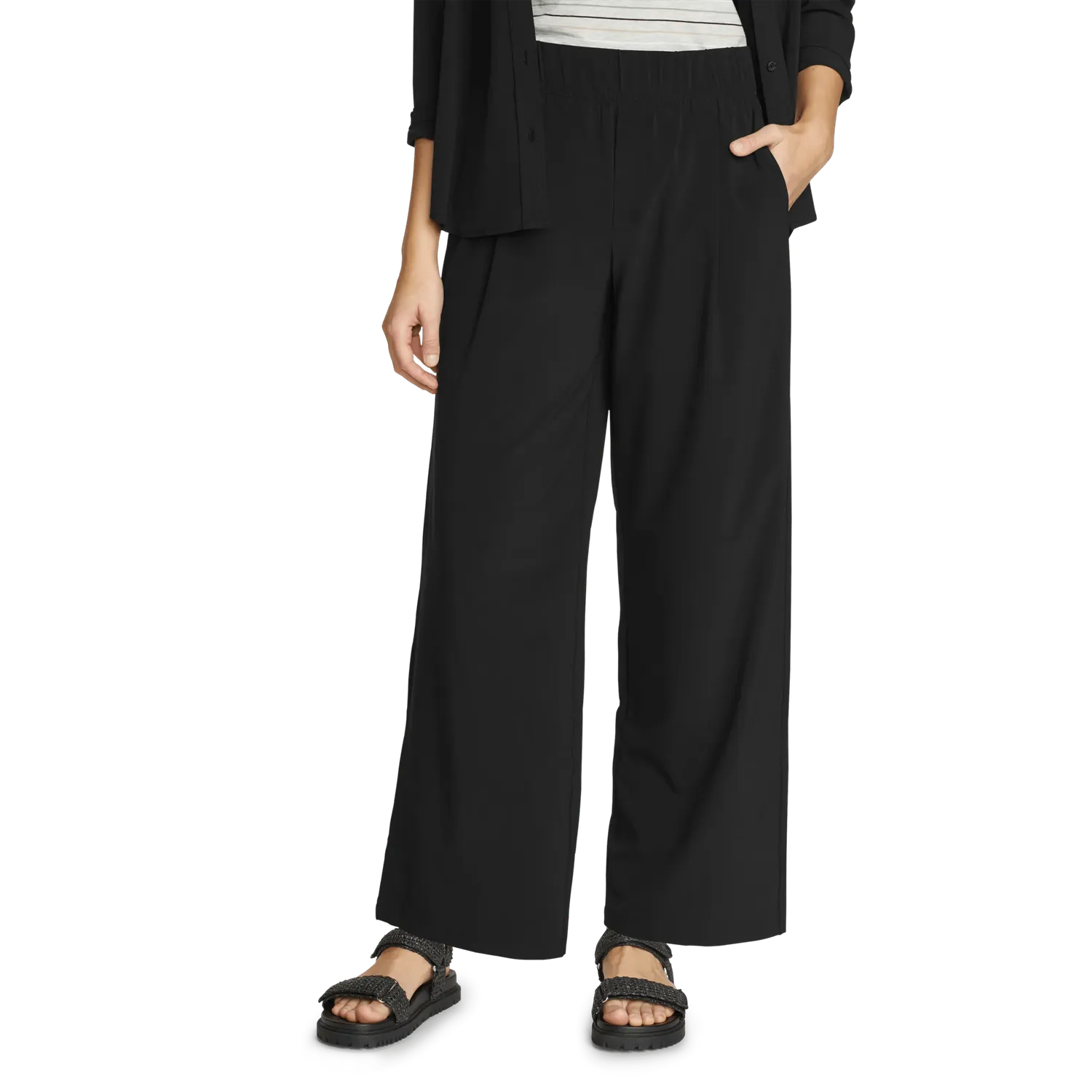 Eddie Bauer Departure pantaloni damă evazați talie înaltă negri