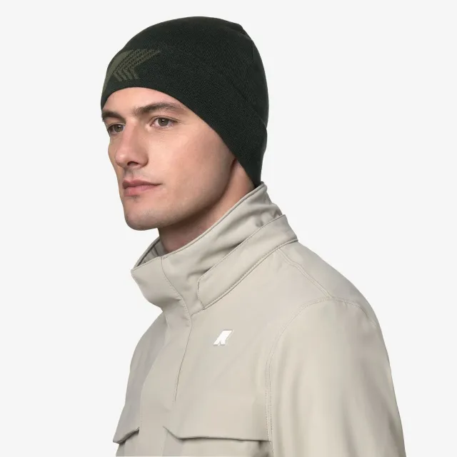 K-Way Briz Double căciulă verde lână reversibilă