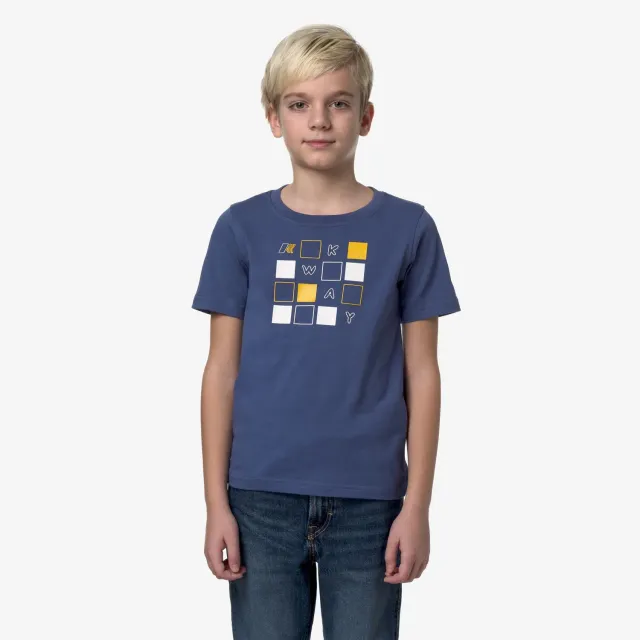 K-Way Odom Puzzle K3126TW tricou baieti Blue Fiord bumbac