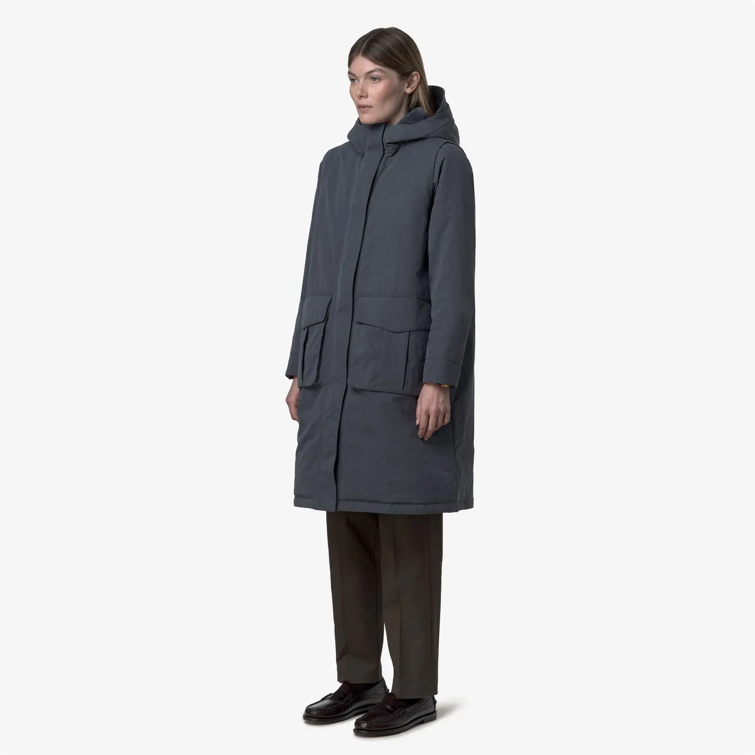 K-Way Brunil Cotton Feel palton femei albastru lung calduros