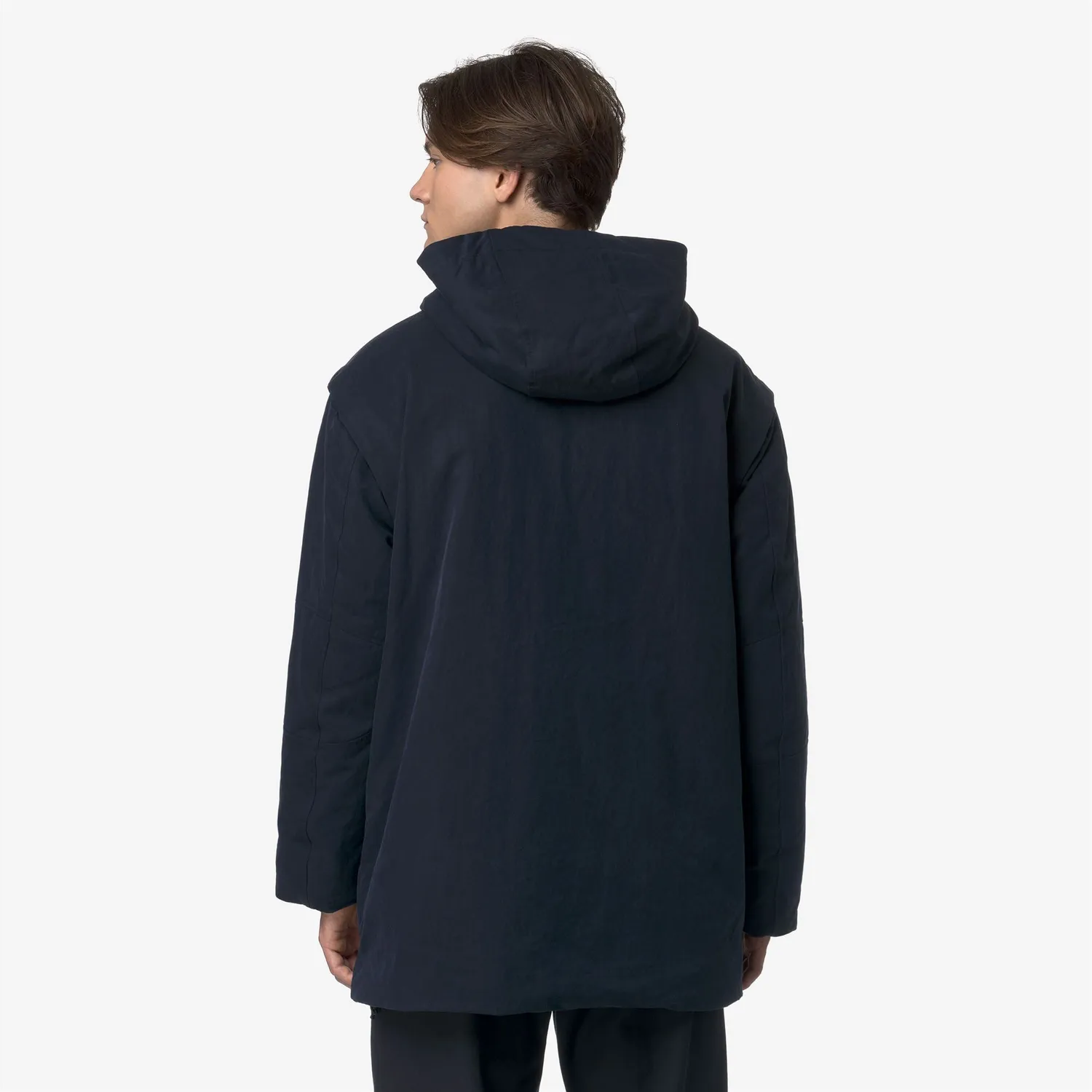 K-Way Klassic Otto Cotton Feel parkă albastră cu glugă
