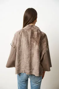 Mareus Poncho shearling 636 Cinnamon piele naturală