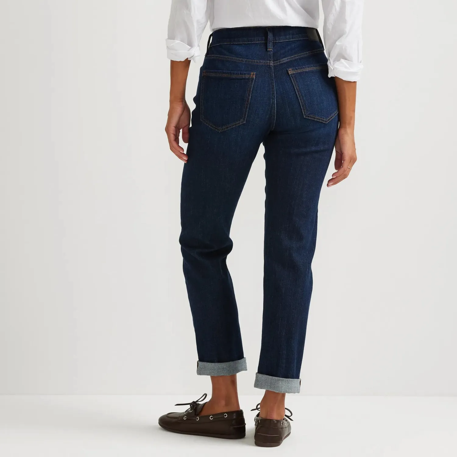 Eddie Bauer Boyfriend Mid-Rise blugi dama Indigo elasticitate mica