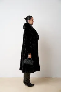 Mareus 596 haină blană vizon neagră Jet Black cu vulpe