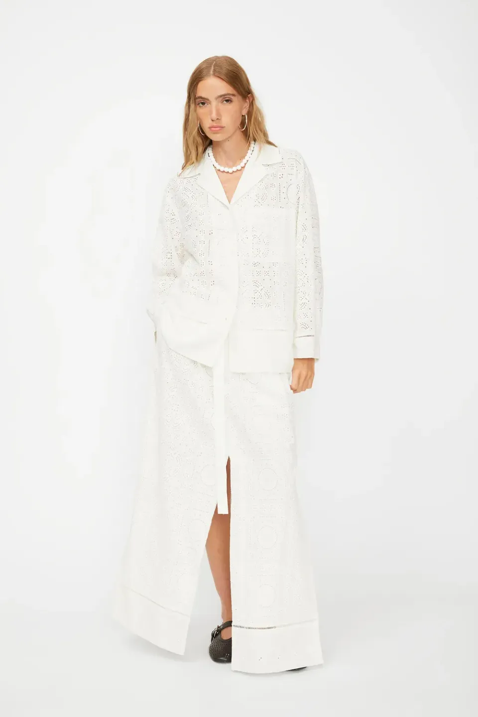 Isabelle Blanche camasa alba bumbac broderie englezeasca