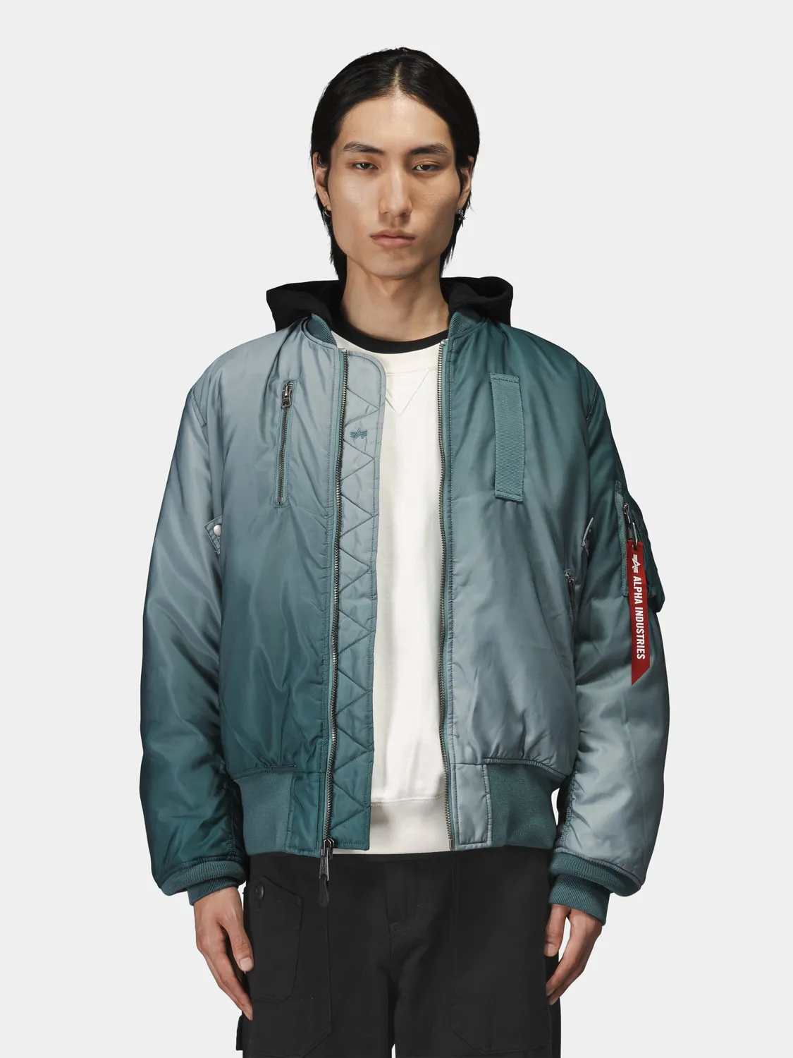 Alpha Industries Gradient Washed Flight geacă aviator blue nylon