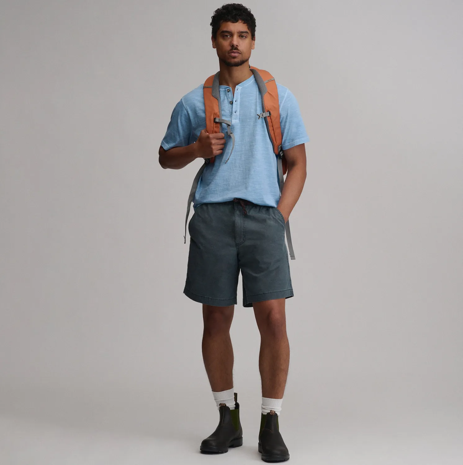 Eddie Bauer Sunwashed tricou henley Palm bumbac