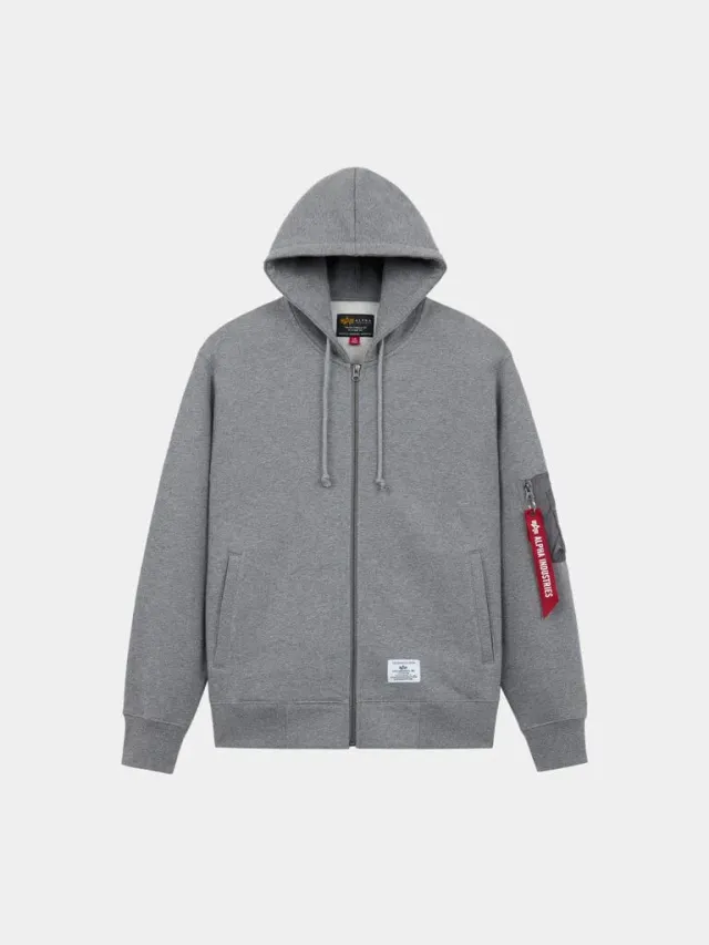 Alpha Industries Utility Pocket hanorac gri cu fermoar