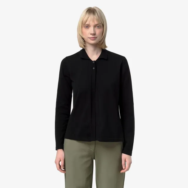 K-Way Lenid pulover polo dama negru bumbac antipilling