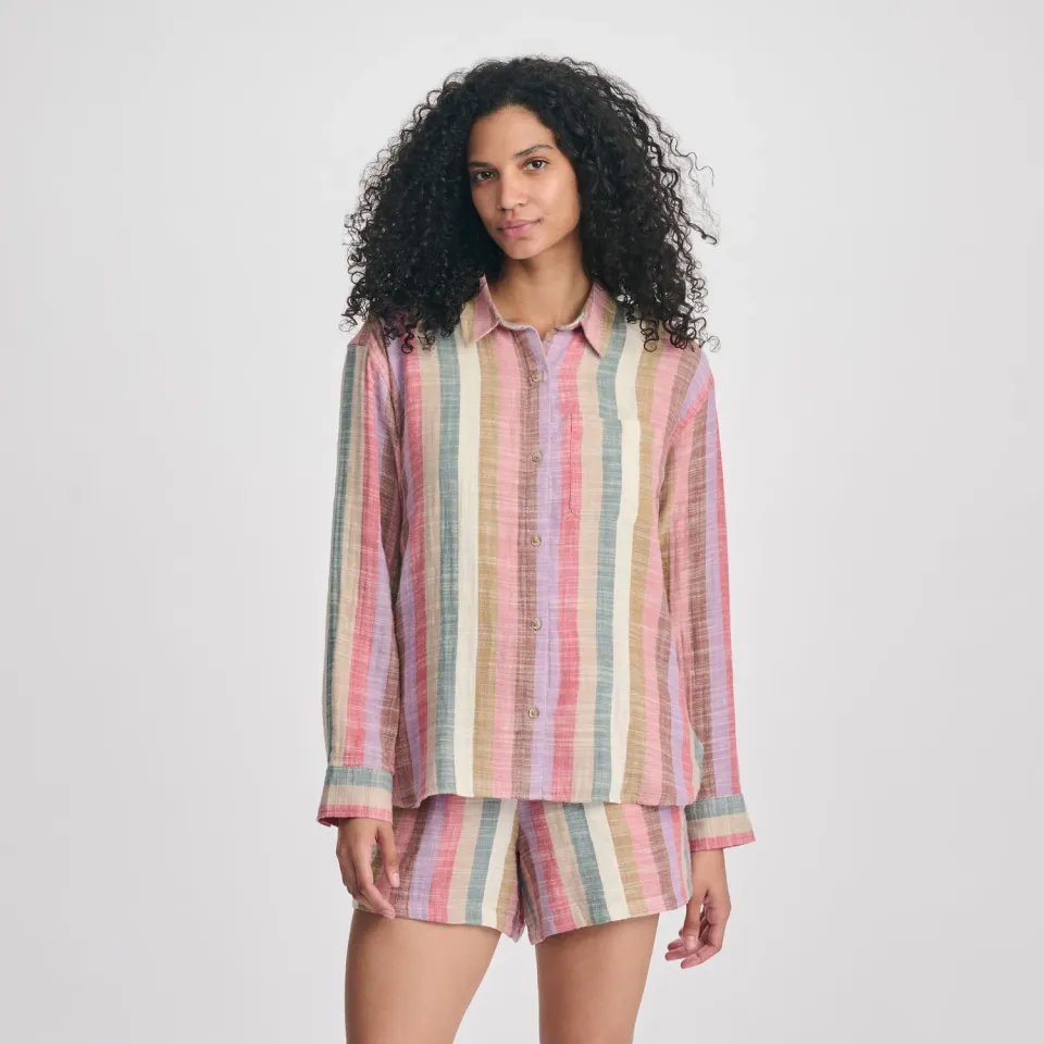 Eddie Bauer Woven Stripe camasa dama Natural bumbac