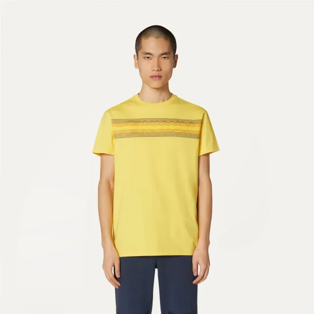 K-Way Acel K3121TW tricou bărbați galben slim bumbac