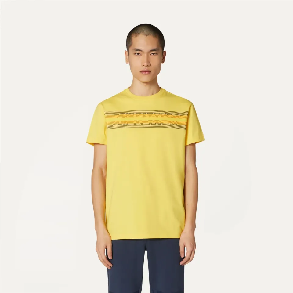 K-Way Acel K3121TW tricou bărbați galben slim bumbac
