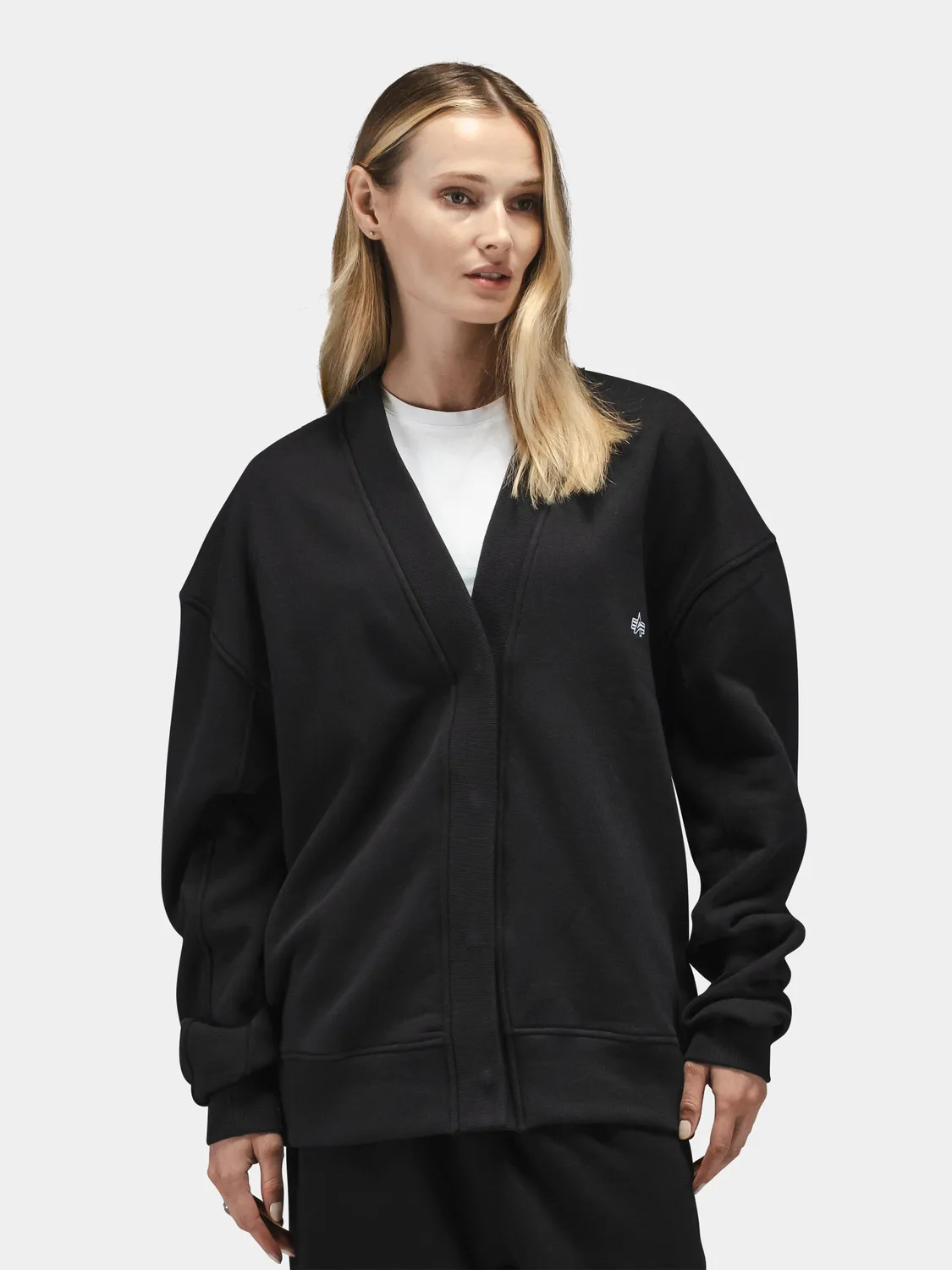 Alpha Industries Essential Cardigan cardigan negru bumbac