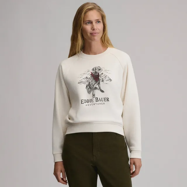 Eddie Bauer The Vintage Soft Crew Dog hanorac Ivory moale