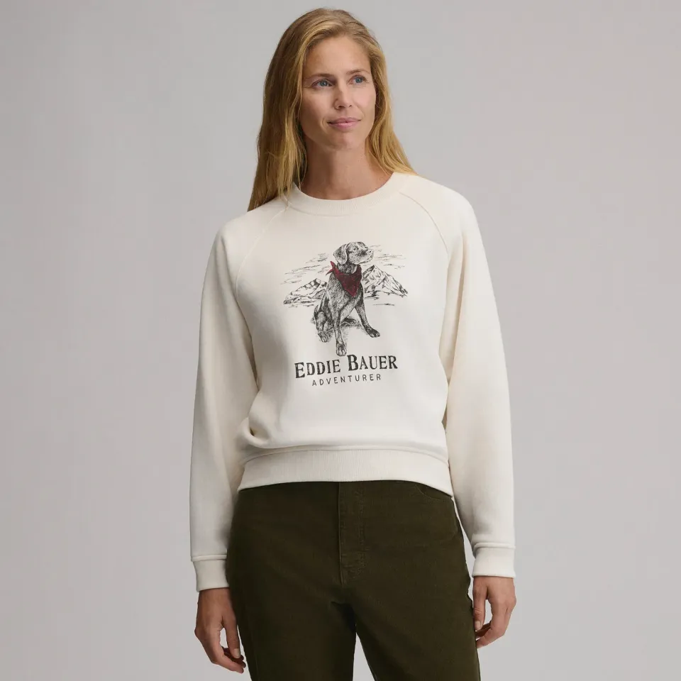 Eddie Bauer The Vintage Soft Crew Dog hanorac Ivory moale