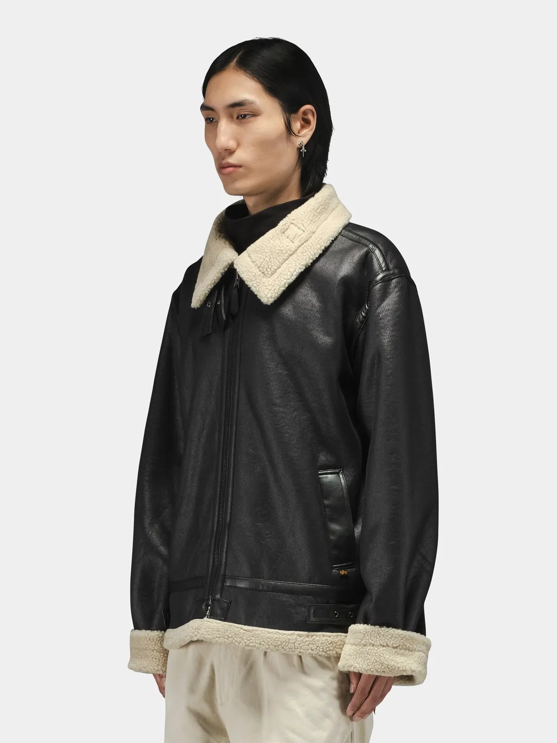 Alpha Industries Mouton B-3 geacă aviator neagră groasă