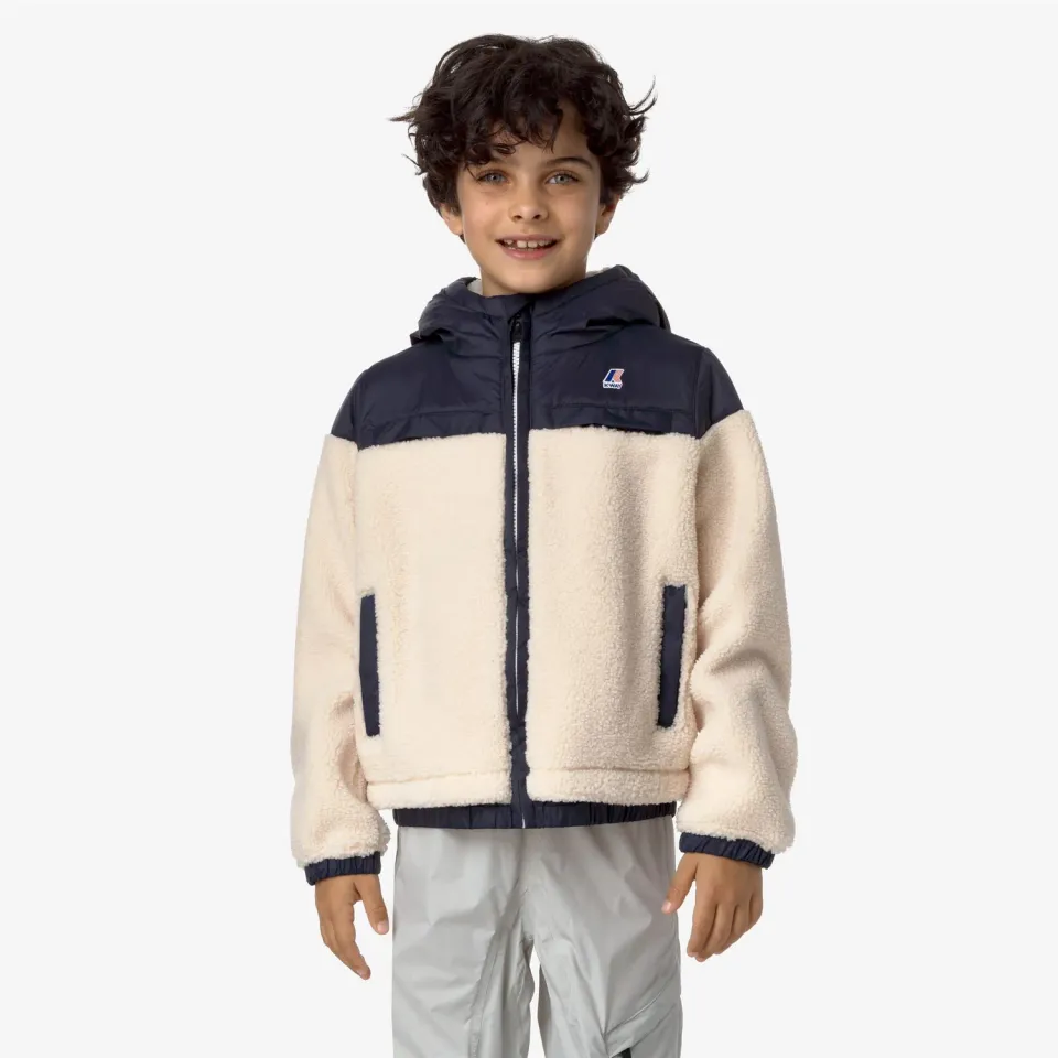 K-Way Jildaz Orsetto geaca fleece copii ecru-albastru calduroasa