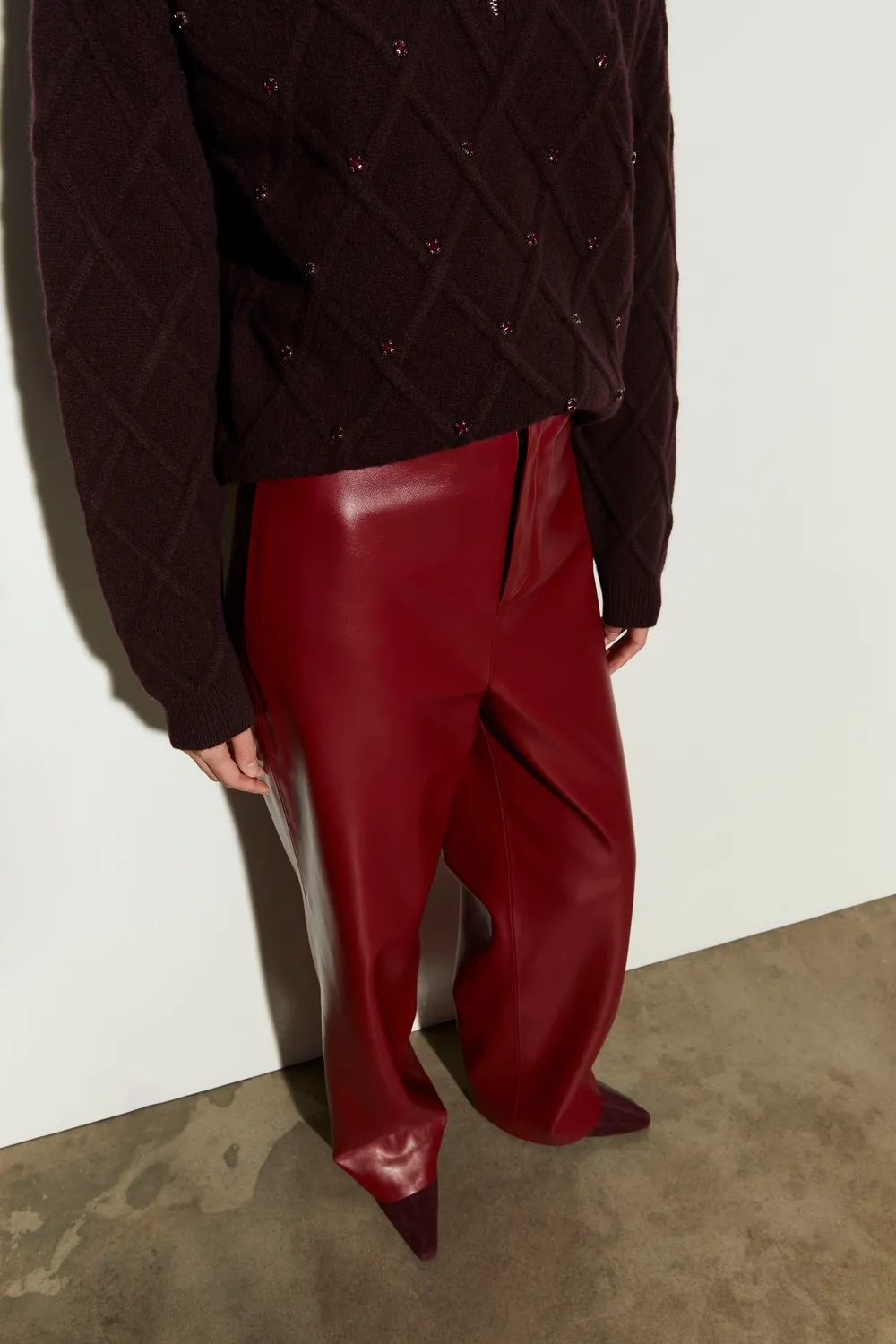 Isabelle Blanche pantaloni piele marsala M