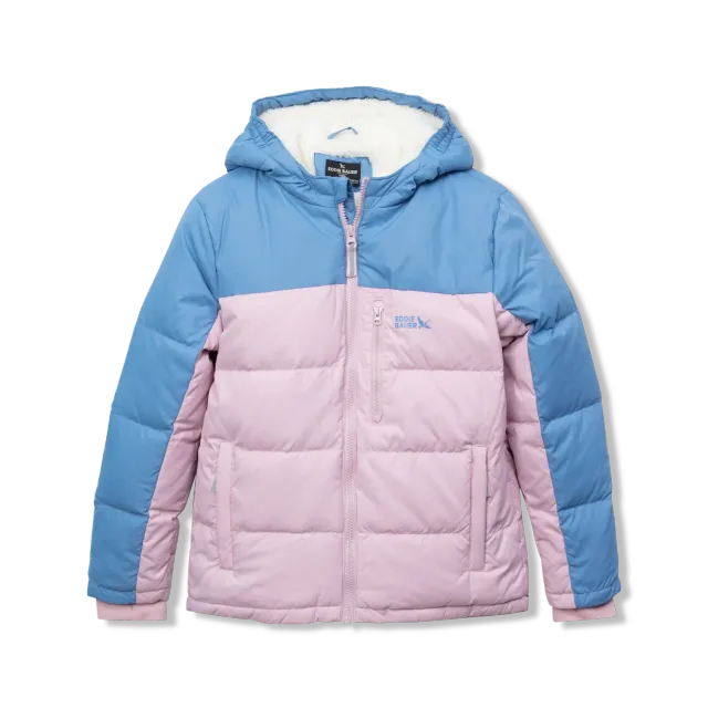 Eddie Bauer Classic Down jacheta fete Canal Blue cu gluga