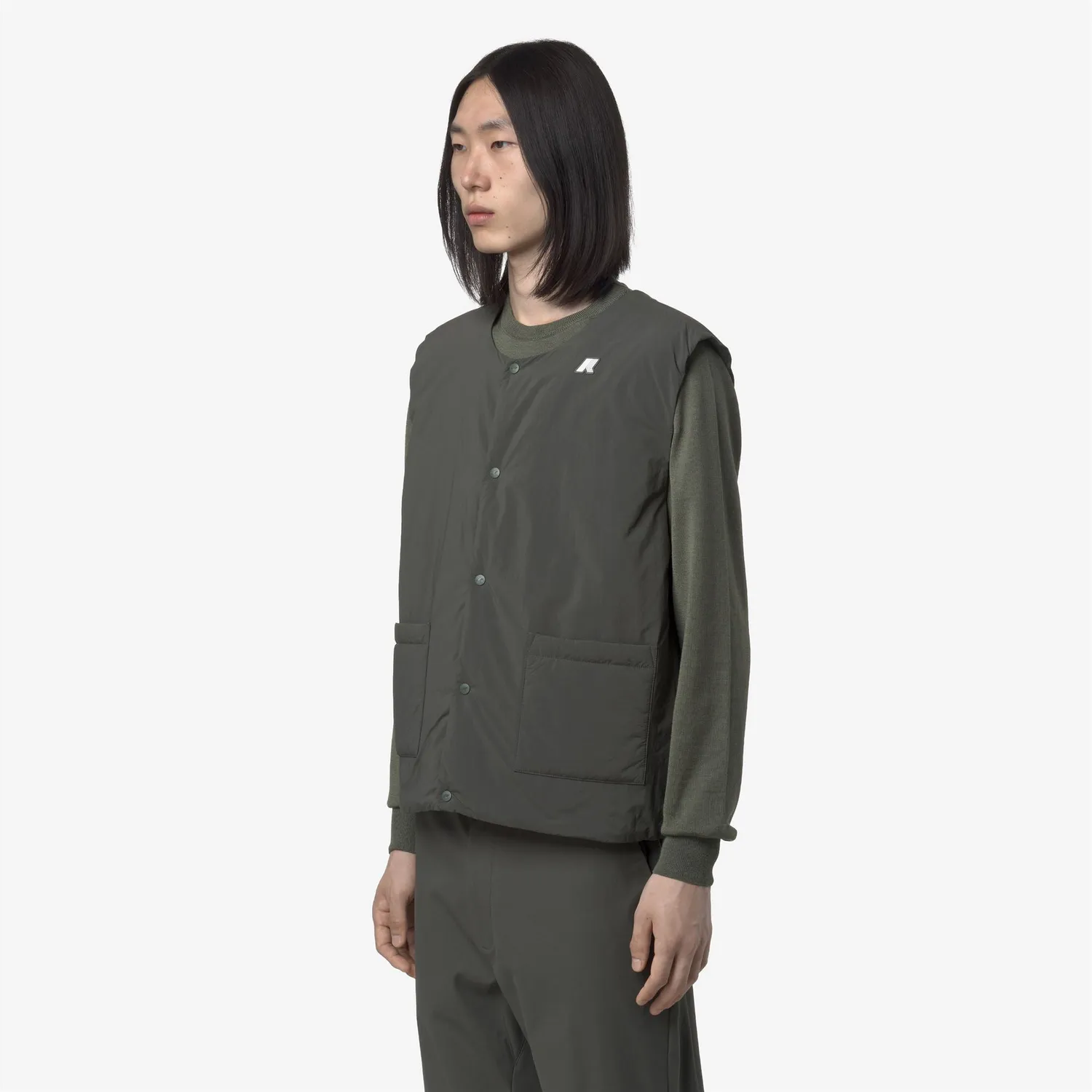 K-Way Valty Plain Warm vesta barbati verde Primaloft