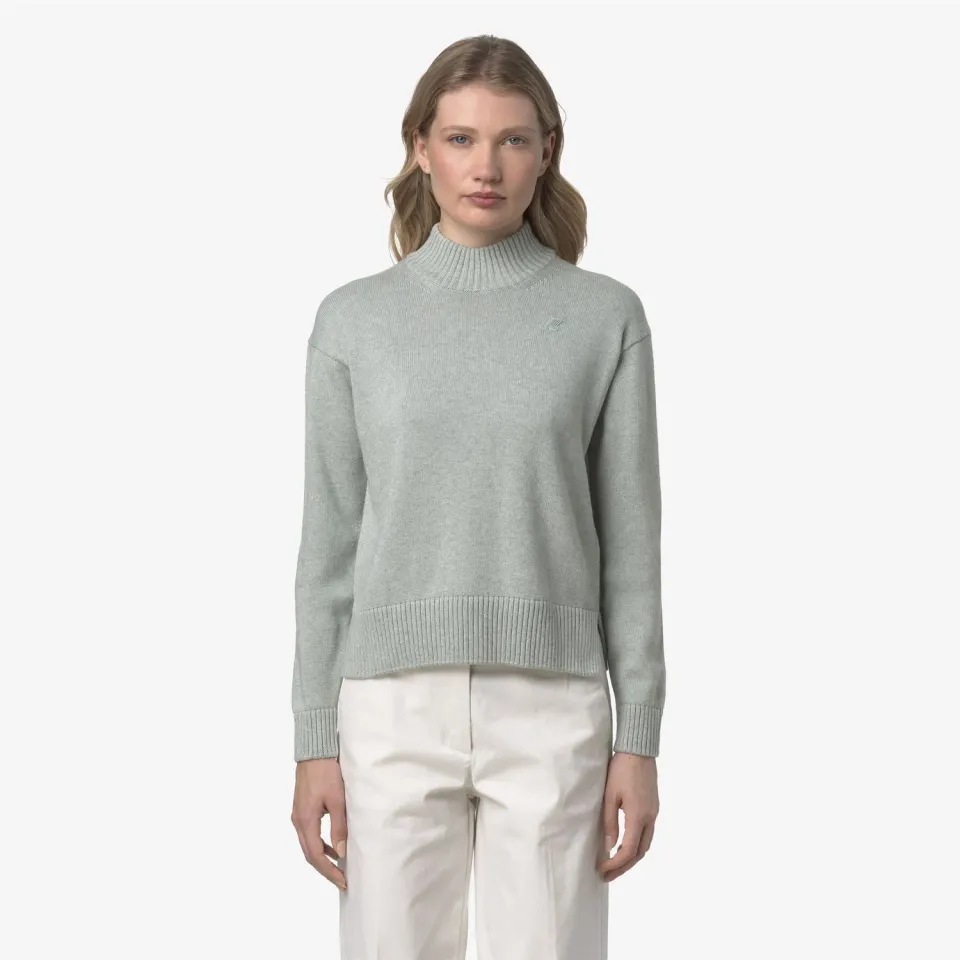 K-Way Agata Cotton Cashmere pulover gri melanj cu casmir