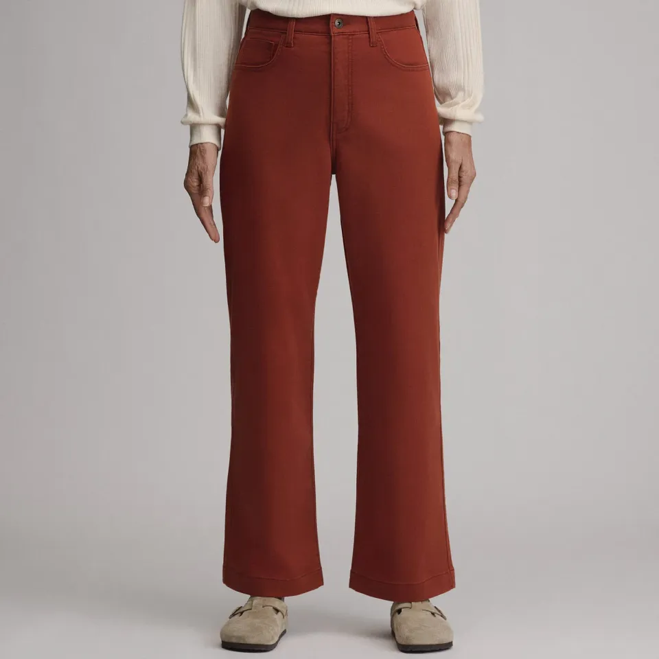 Eddie Bauer Wide-Leg blugi damă Sable talie înaltă